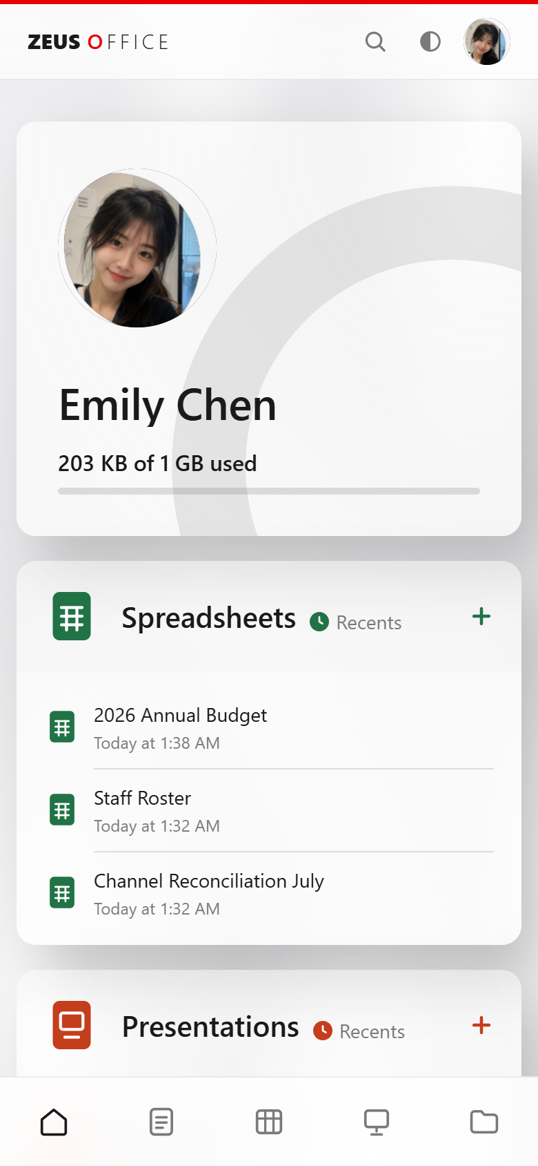 ZEUS OFFICE, The full editor on a phone